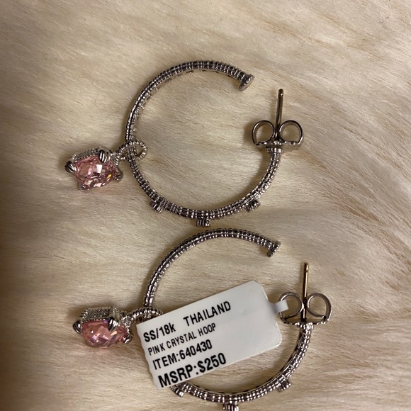 Judith Ripka 18K/SS Hoop Earrings with Charms - Picture 2 of 5